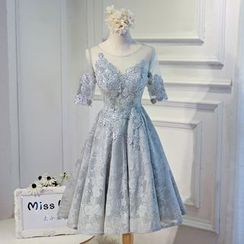 Miss D - Elbow-Sleeve Bridesmaid Dress