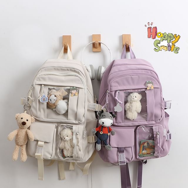 Musa Fiber Backpack MUSA - PVC Panel Multi-Section Backpack | YesStyle