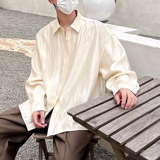 JUN-LEE-Long-Sleeve Plain Shirt