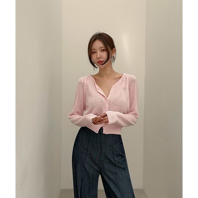 DABAGIRL-Raglan-Sleeve Sheer Cardigan