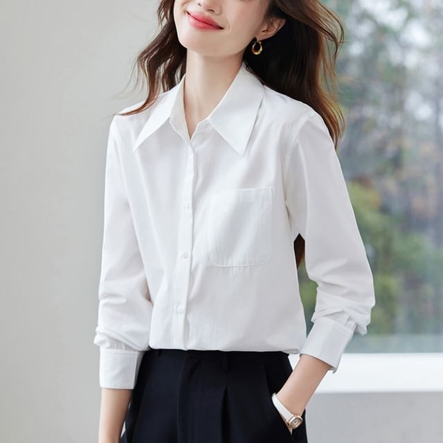 Dragan Pulse-Long-Sleeve Pocketed Plain Shirt