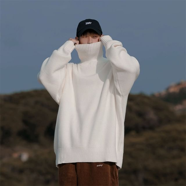 Neonity Wear-Turtleneck Plain Oversized Sweater
