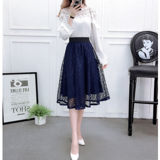 Everose-Lace A-line Midi Skirt