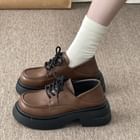 Lace-Up Platform Chunky Heel Derby Shoes