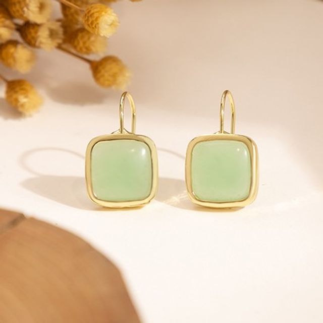PANGU-Square Faux Gemstone Alloy Dangle Earring