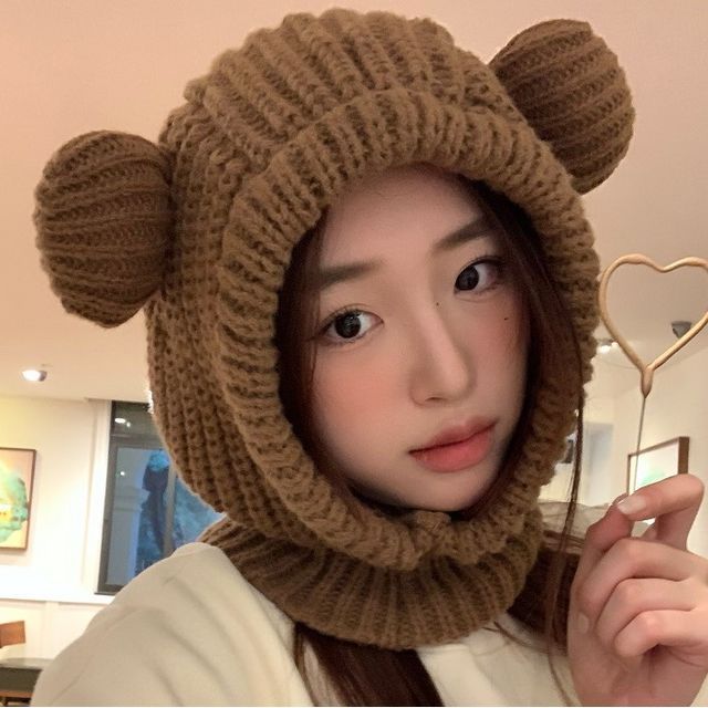 Nikifa Ear Accent Knit Balaclava YesStyle