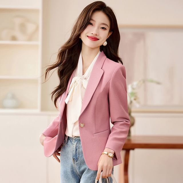 Skyheart-Glitter Single-Button Blazer