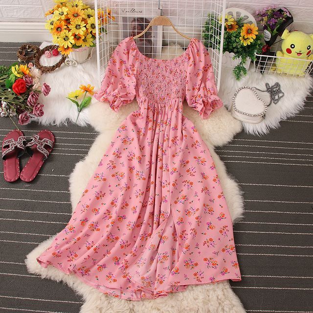 Knutsford ShortSleeve Floral Print Midi ALine Dress YesStyle