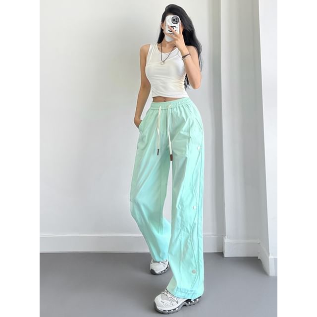 Maisee-Drawstring High-Waist Parachute Pants in 6 Colors