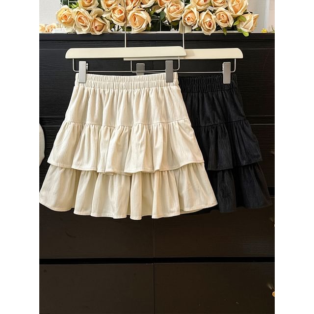 Lemongrass-Layered Mini A-Line Skirt