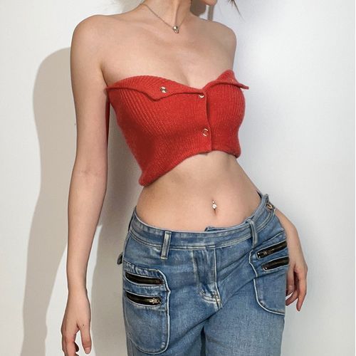 Bow Lace Trim Tube Top
