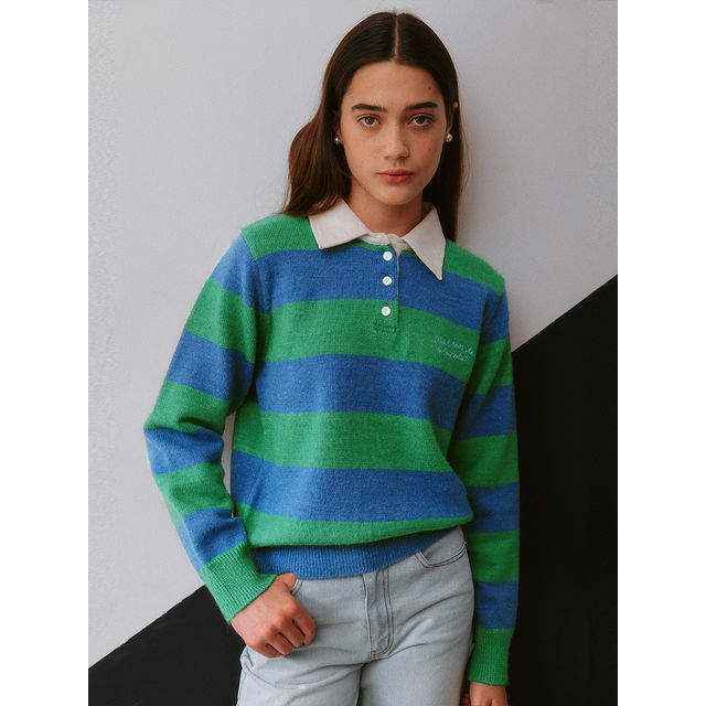 ニットポロシャツ ストライプ フィラ WOOL ROLAROLA ART ニットポロシャツ ストライプ “ED” アートギャラリー GALLERY トップス