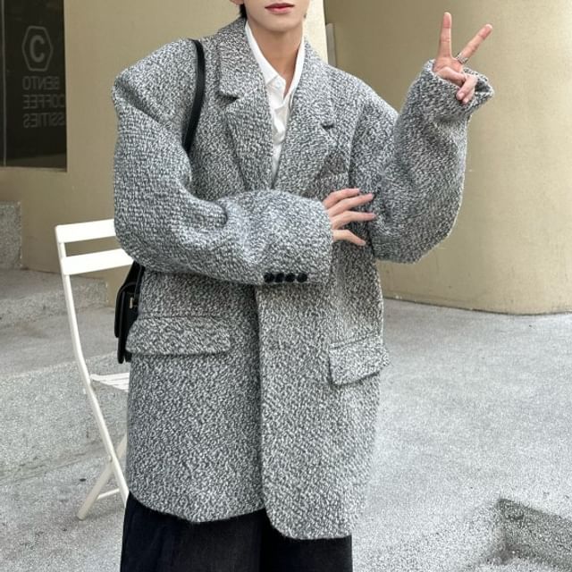 ravewider-Melange Single-Breasted Blazer