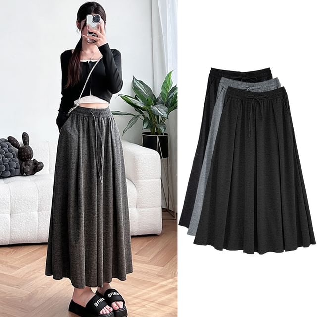 Yesstyle Plain Black A Line Skirt Rosesand High Rise Plain Maxi A
