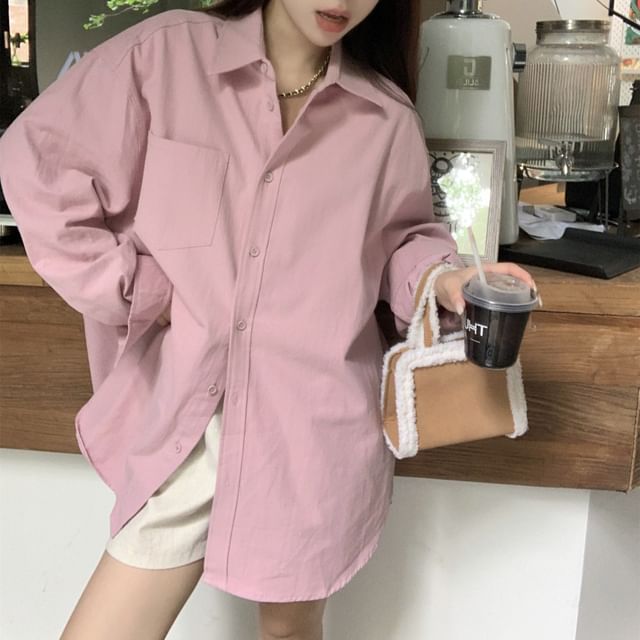 Beem-Plain Button-Up Shirt