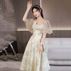 wybzd Women Tassels Ruffle Long Dress 3D Floral Off Shoulder Mesh Dress  Elegant Sleeveless Backless Party Tube Dress Black S 