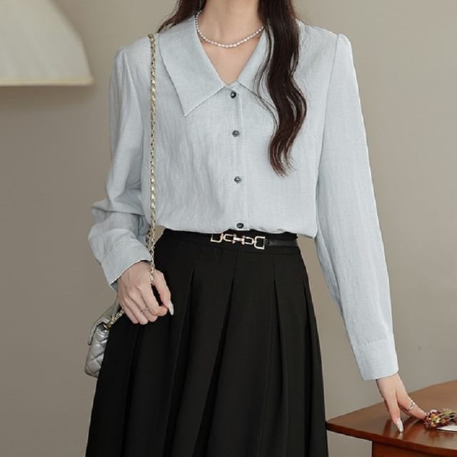 Cossita-Long-Sleeve Plain Shirt