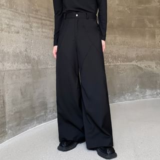 Patow-High Waist Plain Wide Leg Pants