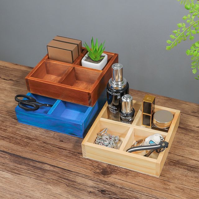 Foresty Wooden Divided Square Desk Organizer YesStyle