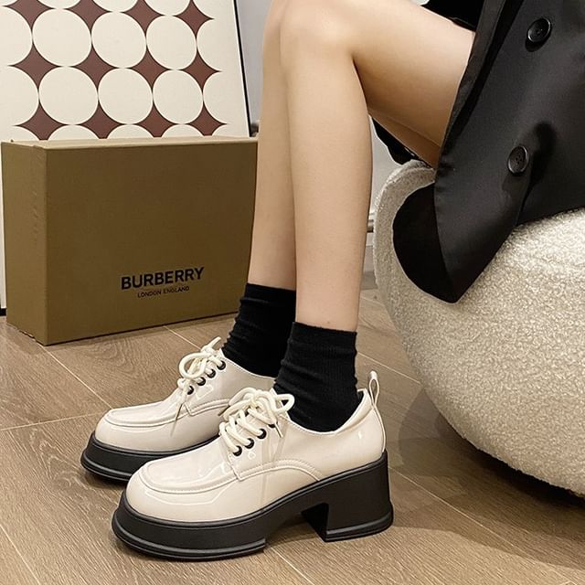 Anran-Platform Lace-Up Mary Jane Shoes