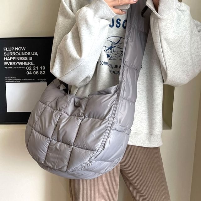 Hikuozy-Plain Puffer Crossbody Bag