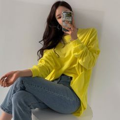 PPGIRL - Drop-Shoulder Plain T-Shirt PPGIRL - Drop-Shoulder Plain T-Shirt