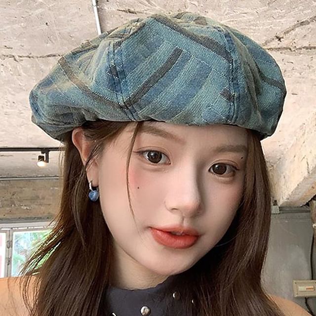 Pompabee-Denim Beret Hat