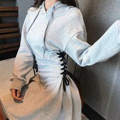 Pobblebonk - Lace-Up Mini Hoodie Dress Pobblebonk - Lace-Up Mini Hoodie Dress
