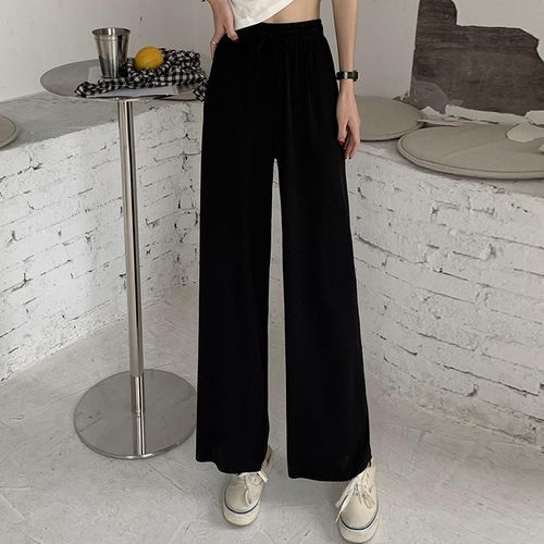 Althino - High Rise Plain Wide Leg Pants