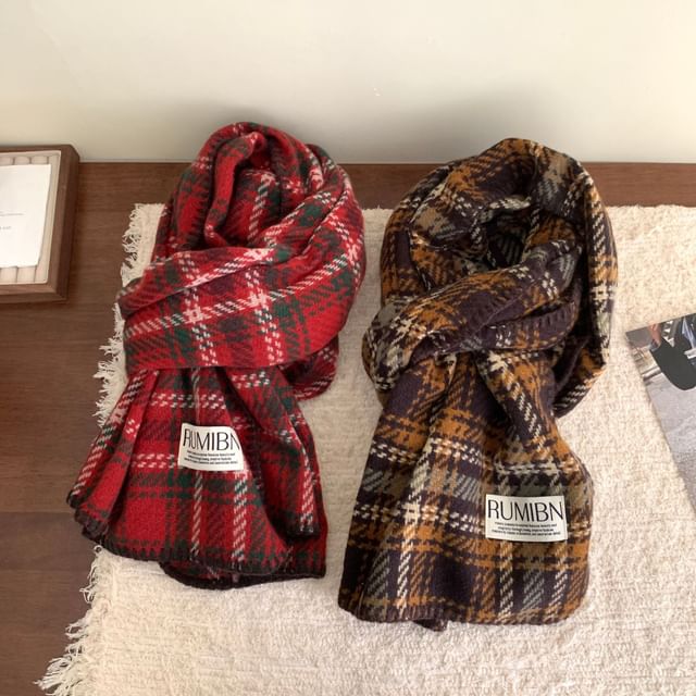 Combon-Plaid Blanket Scarf