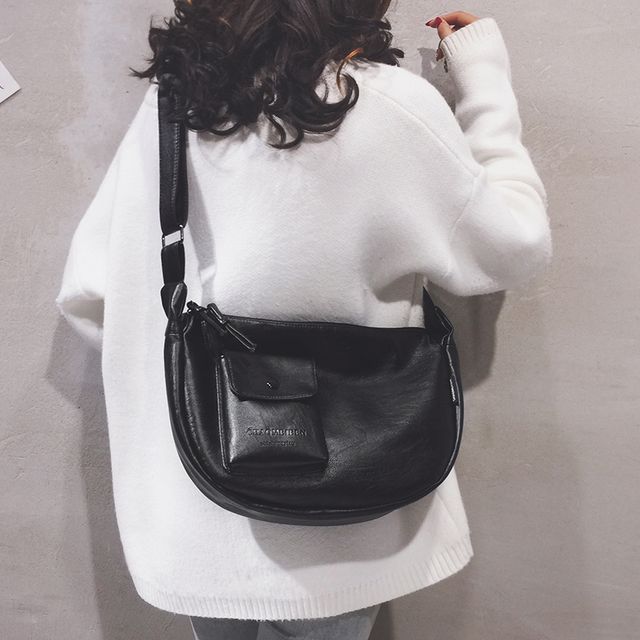 Gabbie Faux Leather Zip Messenger Bag YesStyle