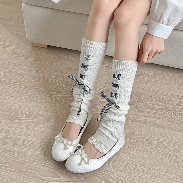 MOGLA-Lace-Up Knit Leg Warmer