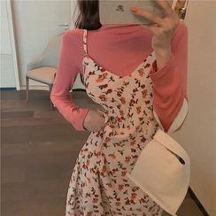 Pobblebonk - 小高领长袖上衣 / 碎花A字背带连衣长裙 Pobblebonk - 小高领长袖上衣 / 碎花A字背带连衣长裙