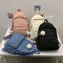 Beamie - Pom Pom Charm Nylon Backpack Beamie - Pom Pom Charm Nylon Backpack