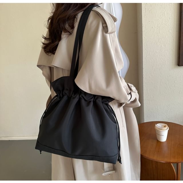 Maorong-Plain Drawstring Tote Bag