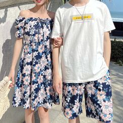 Tabula Rasa(タブララサ) - Couple Matching Short-Sleeve A-Line Dress / Shorts / T-Shirt Tabula Rasa(タブララサ) - Couple Matching Short-Sleeve A-Line Dress / Shorts / T-Shirt