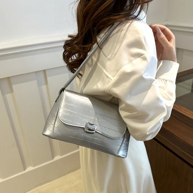 Indenis-Faux Leather Flap Shoulder Bag