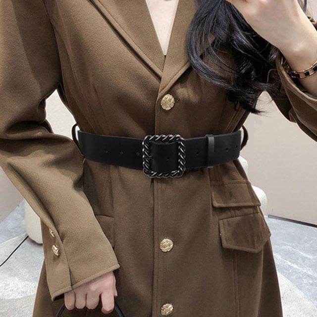 Rofuka-Square Buckled Genuine Leather Belt