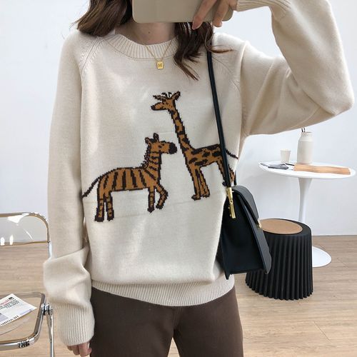 The/me - Giraffe Print Sweater | YesStyle
