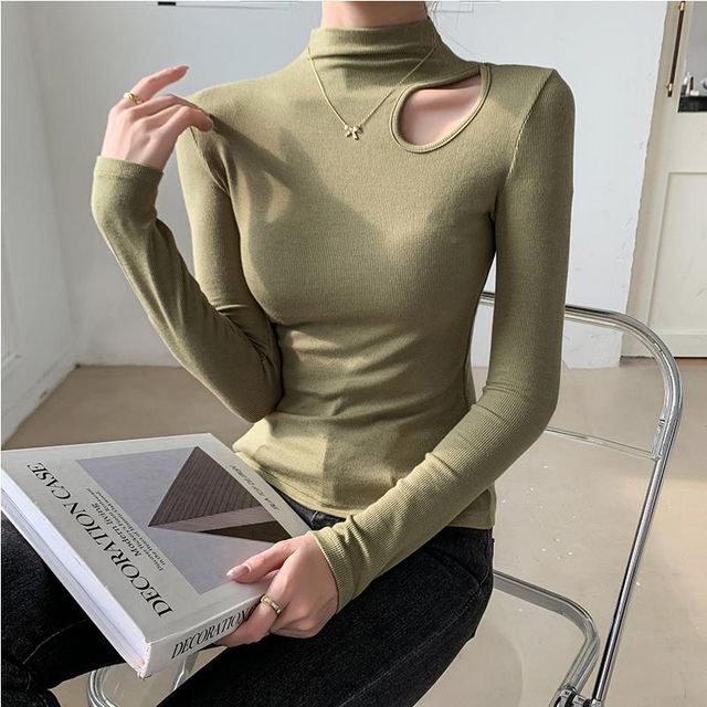 mock neck keyhole top