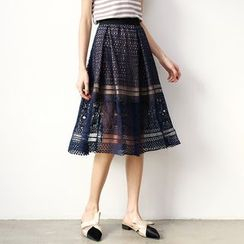 CIRCE - Eyelet Lace Midi Skirt