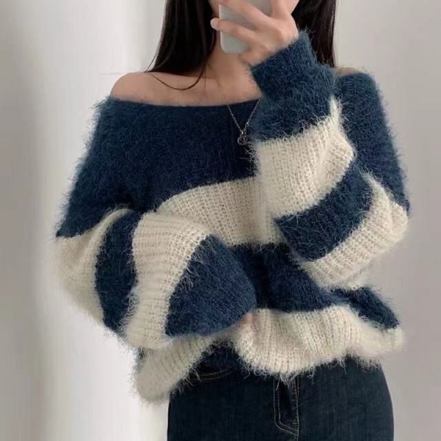 Sienne-Boat Neck Striped Sweater