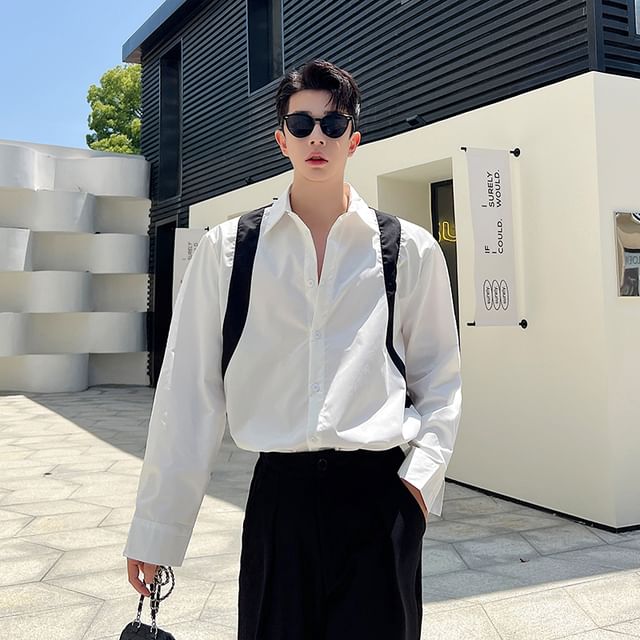 Zentrus-Long-Sleeve Two Tone Shirt