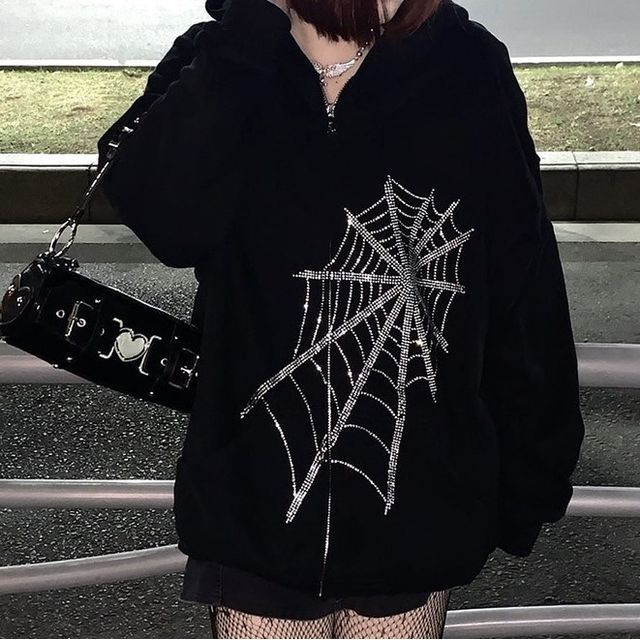 Zip-Up Rhinestone Hoodie