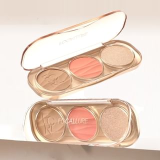 FOCALLURE - 3 In 1 Highlighter & Blusher Palette - 3 Colors