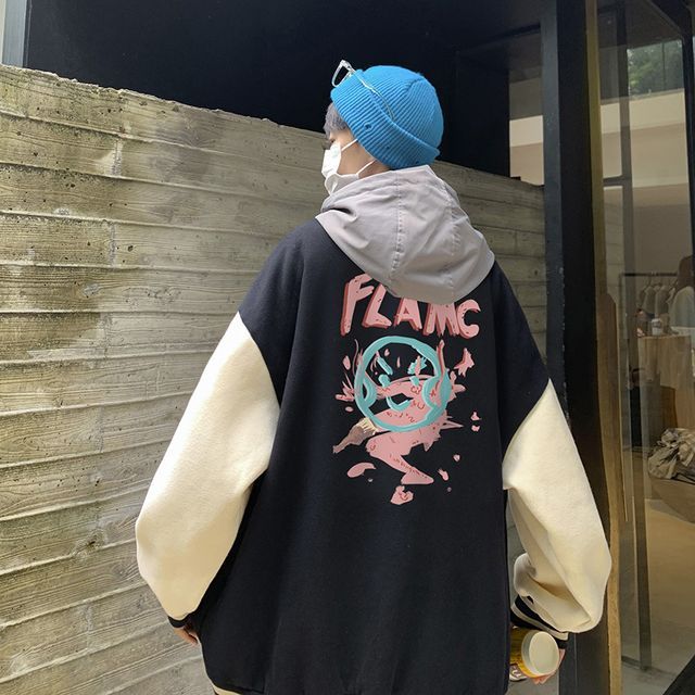 PILLARS TwoTone Print ZipUp Hoodie YesStyle