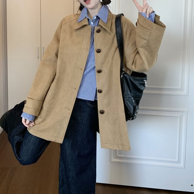 Beem-Plain Long Single-Breasted Jacket