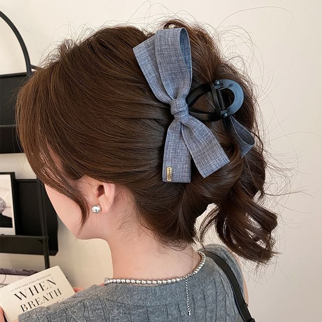 Jael-Bow Denim Hair Claw