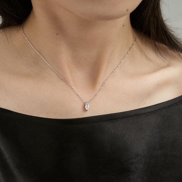 Phoenoa-Rhinestone Pendant Sterling Silver Necklace