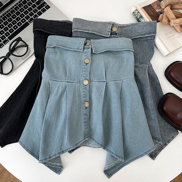 DIYI-Button Denim Tube Top
